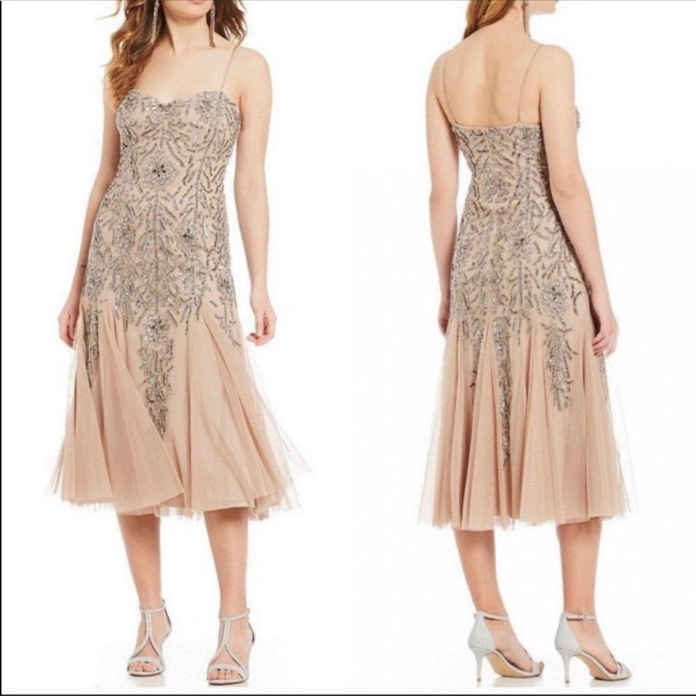 Gianni Binni Jane beaded flounce hem midi gown sz0